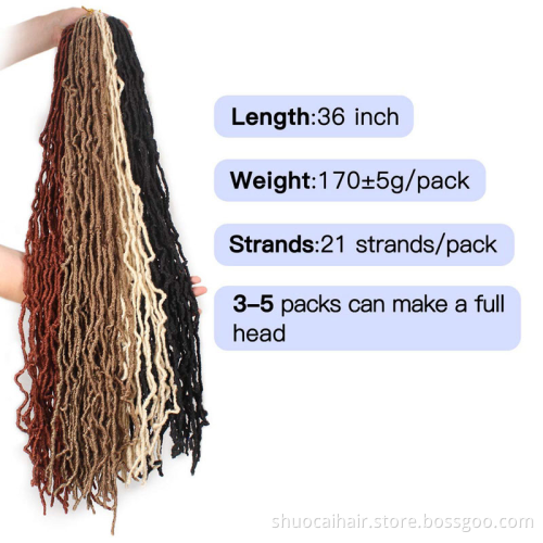 Soft Dread Bobbi Boss Nu Locs Crochet Hair 36 Inch 21 strands/pack Ombre Faux Locs Crochet Braids Synthetic Hair